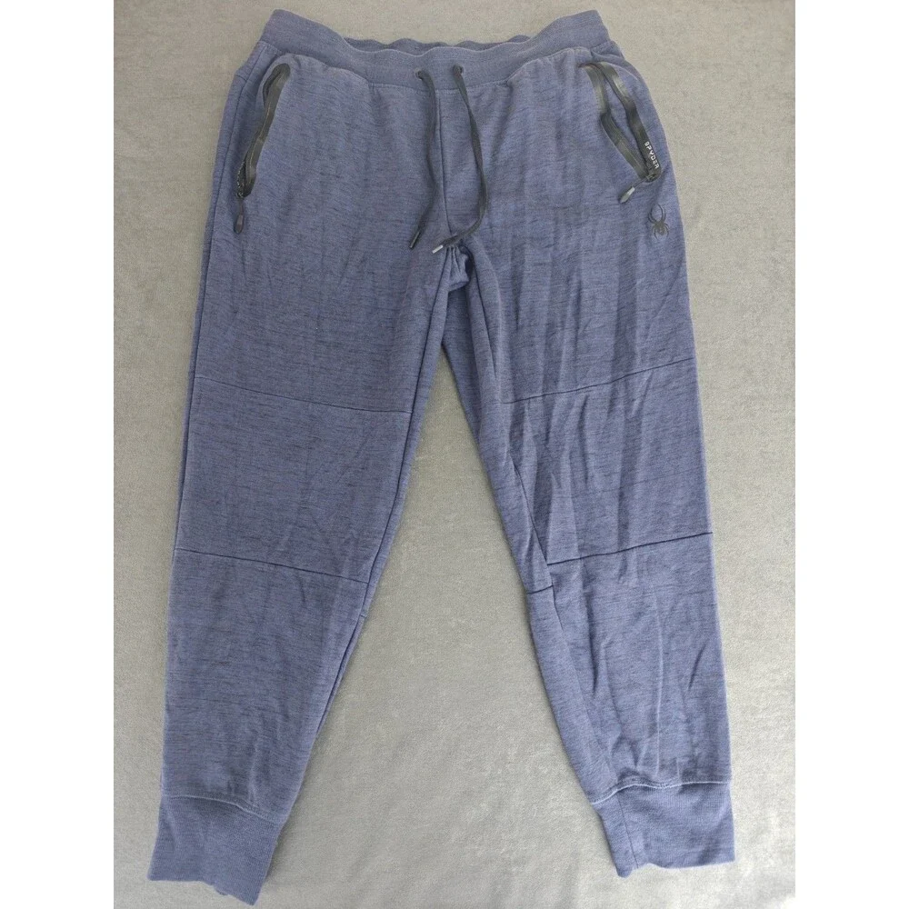 Spyder Active Men's XL Blue Heather Jogger Sweatpants Zip Pocket Fleece Pants